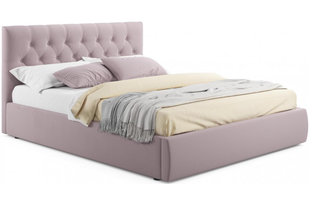 Двуспальная кровать Verona 160х200 с ПМ лиловый велюр