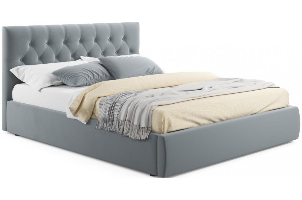 Двуспальная кровать Verona 160х200 с ПМ серый велюр