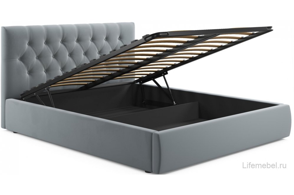 Двуспальная кровать Verona 160х200 с ПМ серый велюр