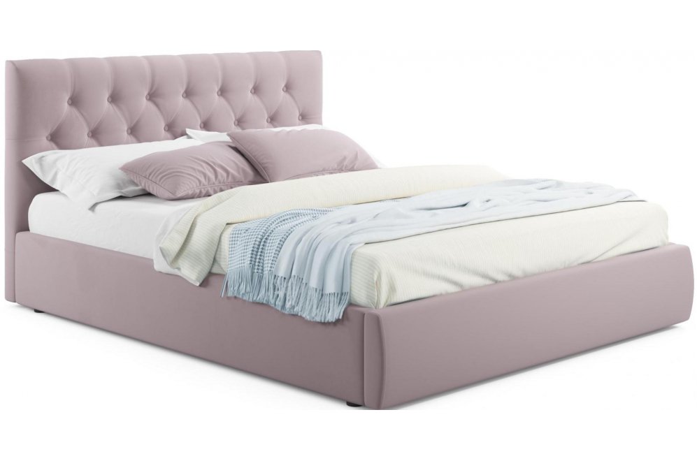 Двуспальная кровать Verona 180х200 с ПМ лиловый велюр