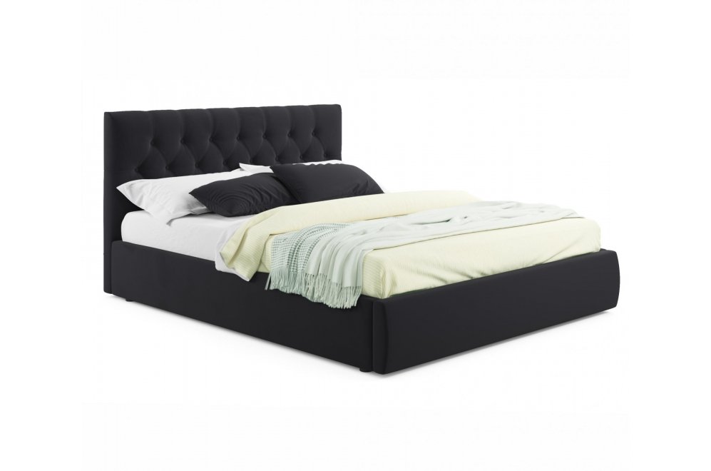 Двуспальная кровать Verona 180х200 с ПМ черный велюр