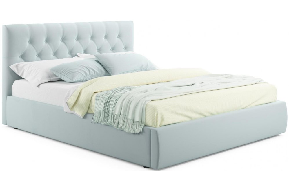 Двуспальная кровать Verona 180х200 с ПМ велюр мята пастель