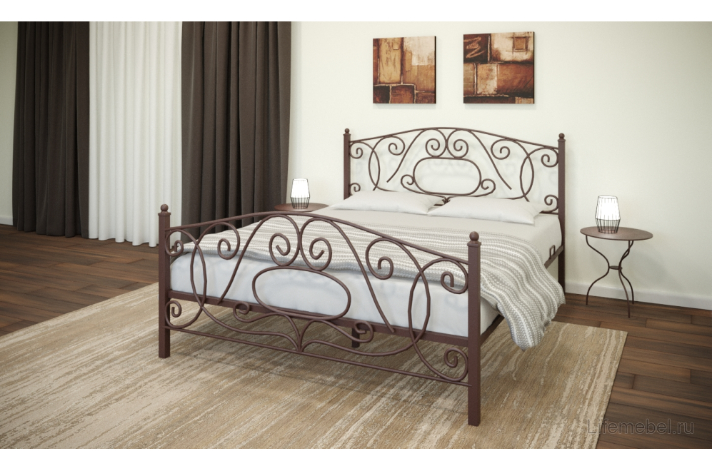 Двуспальная кровать Викси 160х190 коричневый муар