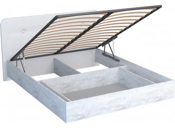 Двуспальная кровать 031-М1 бетон светлый / кожзам белый глянец