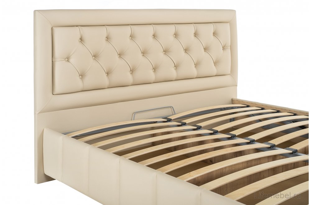 Кровать двуспальная №246 с ПМ 160 х 200 см МК 52 слоновая кость