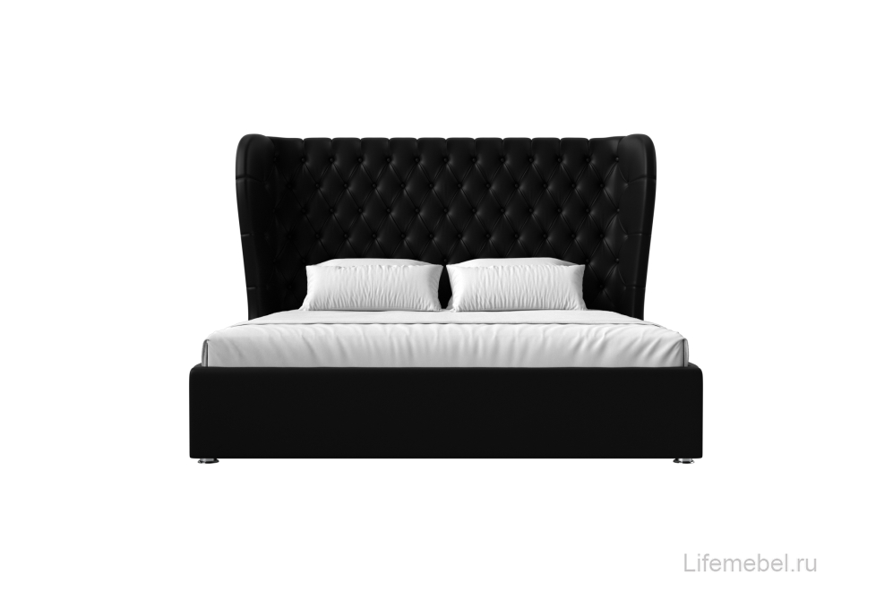 Кровать двуспальная Далия с ПМ 160 х 200 см эко-кожа черный