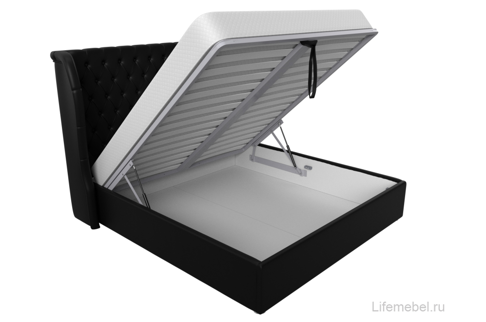 Кровать двуспальная Далия с ПМ 160 х 200 см эко-кожа черный