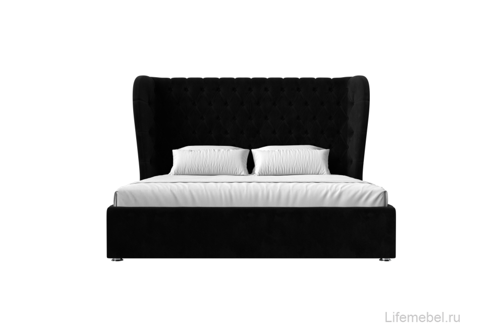 Кровать двуспальная Квант с ПМ 160 х 200 см велюр черный