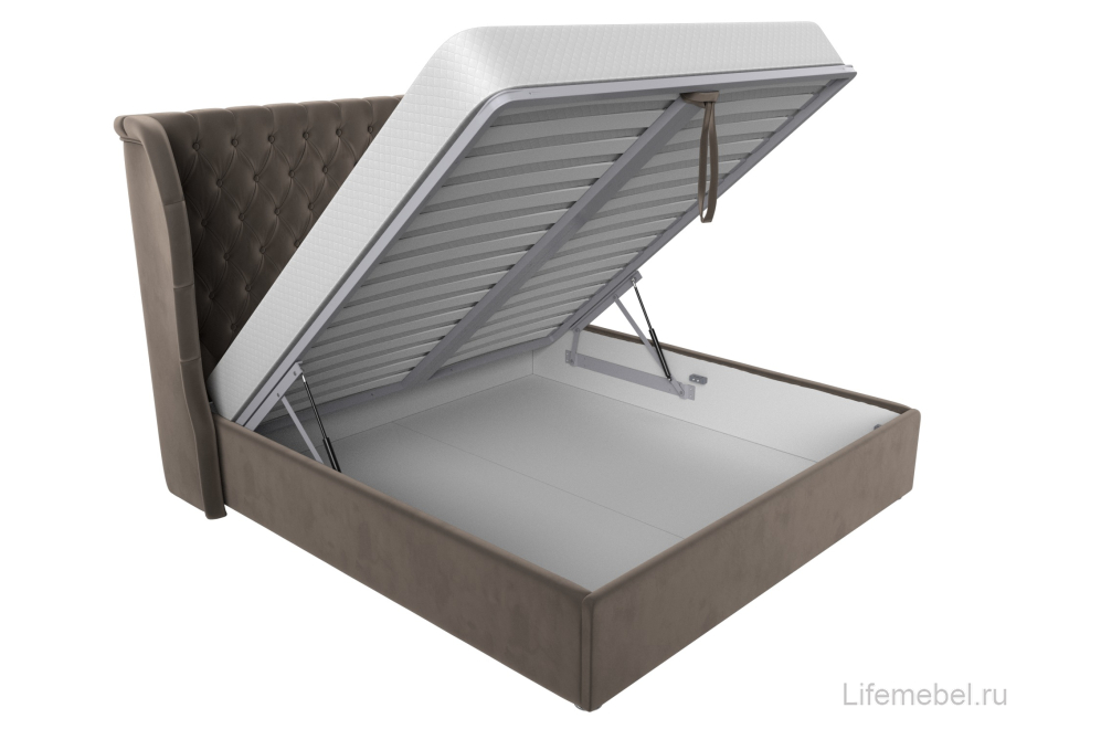 Кровать двуспальная Квант с ПМ 160 х 200 см велюр коричневый