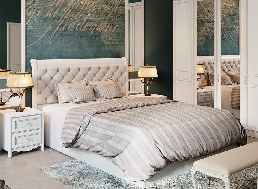 Кровать двуспальная Франческа СМ-312.01.002 160 х 200 см с ПМ дуб седан / замша с мягким изголовьем