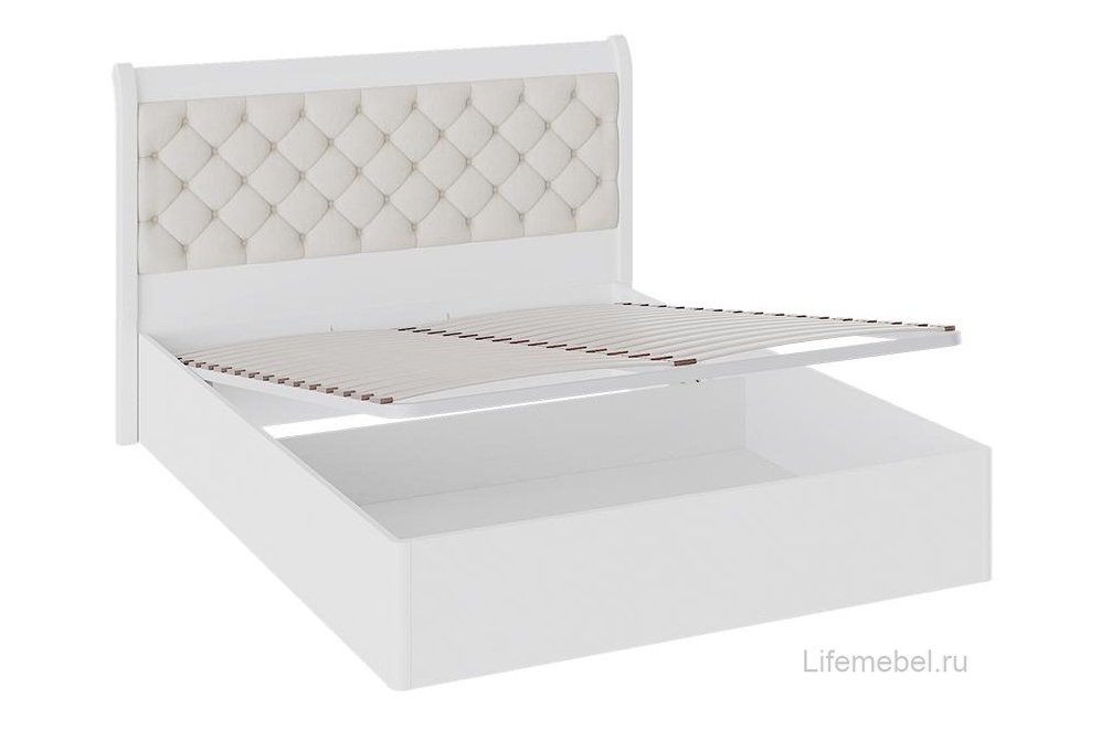 Кровать двуспальная Франческа СМ-312.01.002 160 х 200 см с ПМ дуб седан / замша с мягким изголовьем