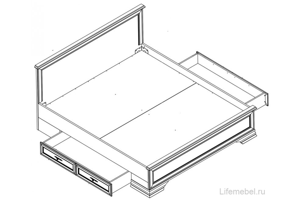 Кровать двуспальная Kentaki S320-LOZ 180 x 200 см с ящиками белый