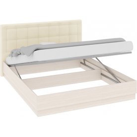 Кровать Токио с мягкой спинкой и ПМ СМ-131.12.002 160х200 дуб белфорт / светлая кожа