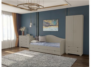 Детская кровать ДримСтар ДС-51 (80х200) глиняный серый / риолит