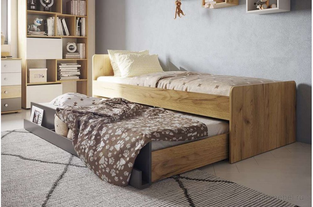 Лойс 80 Кровать Дуб золотистый-Графит