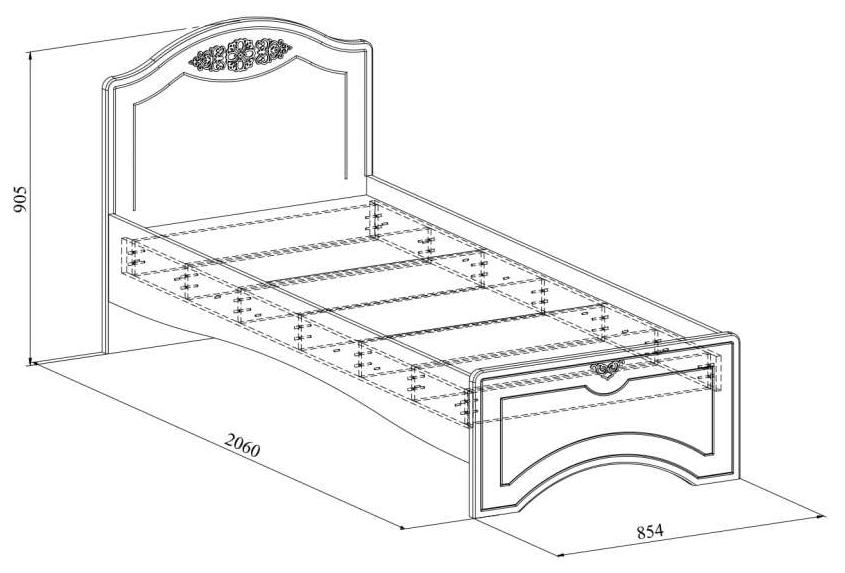 Односпальная кровать Ассоль АС-26 80х200 белое дерево