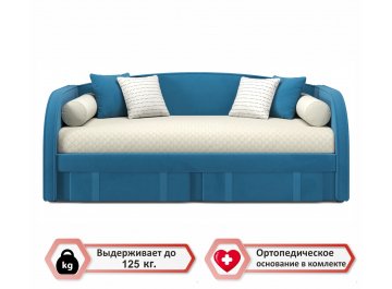 Детская кровать Исмера 90x200 с ортопедическим основанием и матрасом Астра синяя