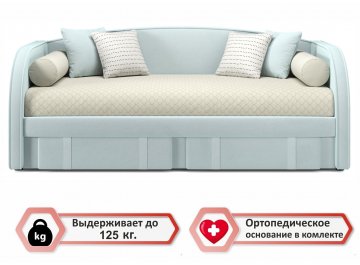 Детская кровать Исмера 90x200 с ортопедическим основанием и матрасом Новира B Cocos мята