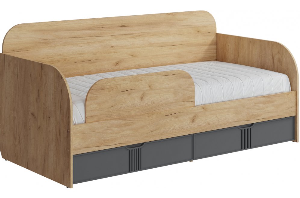 Односпальная кровать Эмилия ЭЛ-48 (90 x 200) дуб крафт золотой / графит