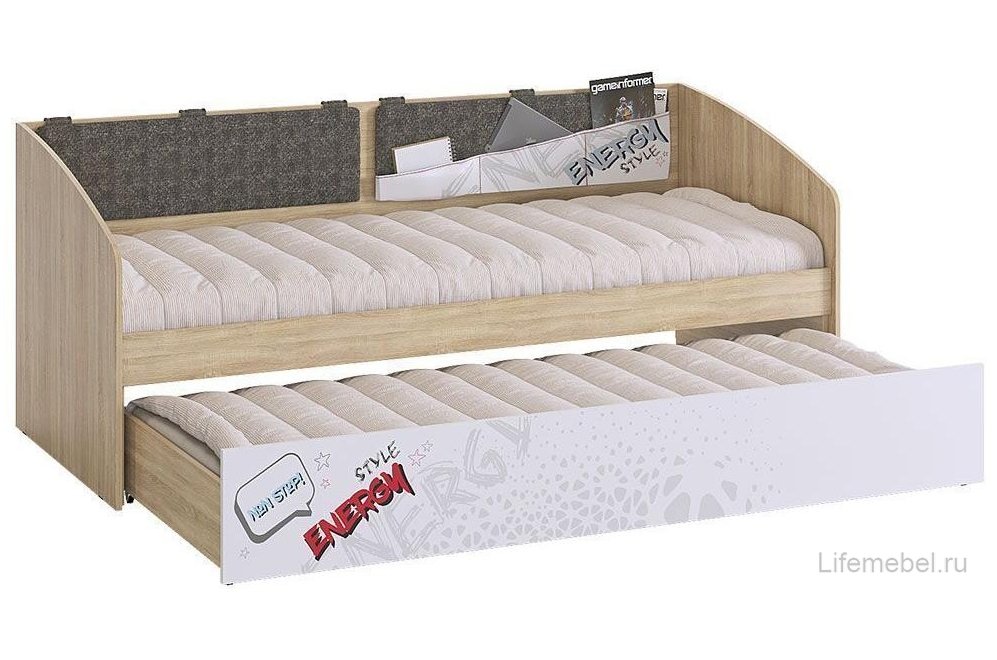 Односпальная кровать Энерджи 80 х 190 см сонома / белый