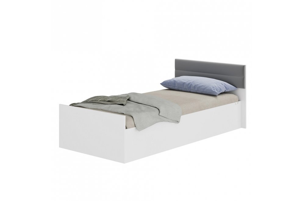 Односпальная кровать с настилом ЛДСП Фьюжн КР-03 90х200 белый