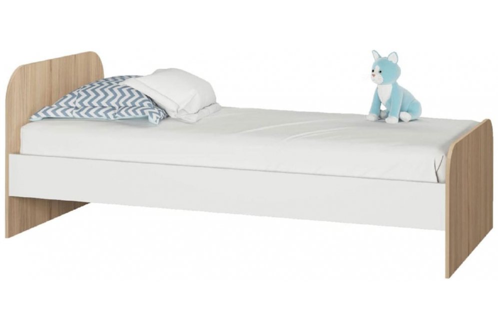 Односпальная кровать Кот № 900.3 90х190 туя светлая / белый