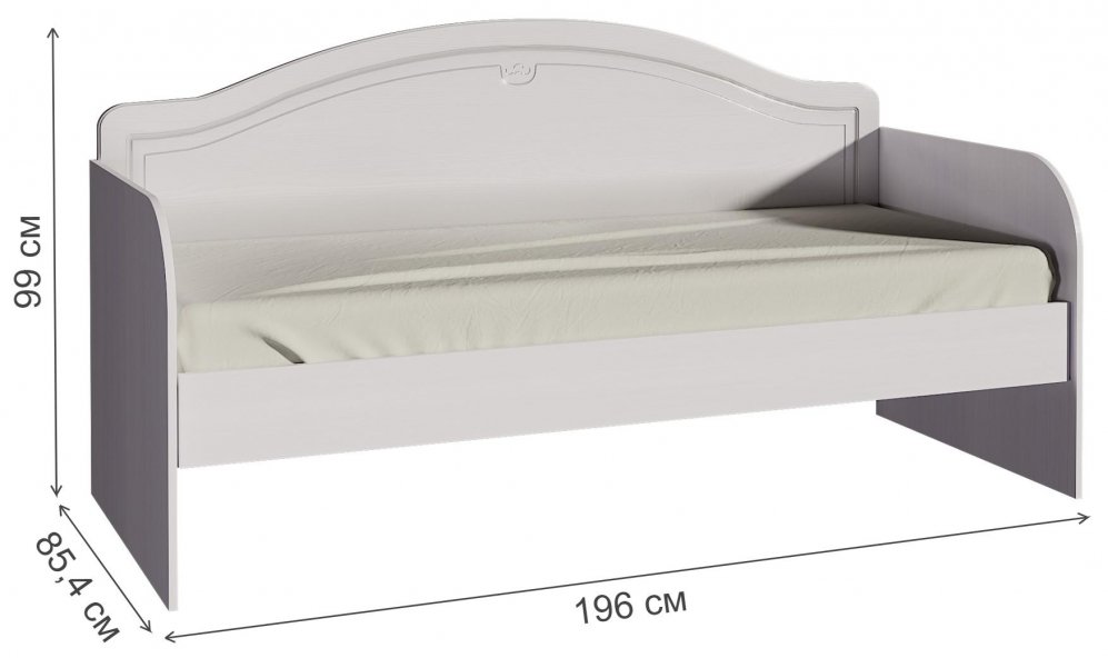 Односпальная кровать Melania 12 80 х 190 см рамух белый