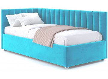 Детская кровать Меллиса 90x200 с ПМ угловая левая голубой Velutto 44
