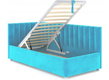 Детская кровать Меллиса 90x200 с ПМ угловая левая голубой Velutto 44