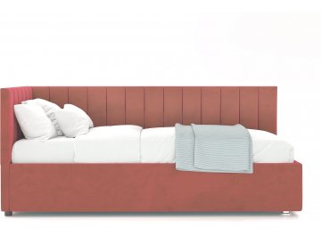 Детская кровать Меллиса 90x200 с ПМ угловая левая терракотовый Velutto 55