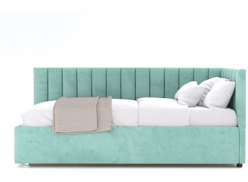 Детская кровать Меллиса 90x200 с ПМ угловая правая мятный Velutto 14