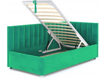 Детская кровать Меллиса 90x200 с ПМ угловая правая светло-зеленый Velutto 42