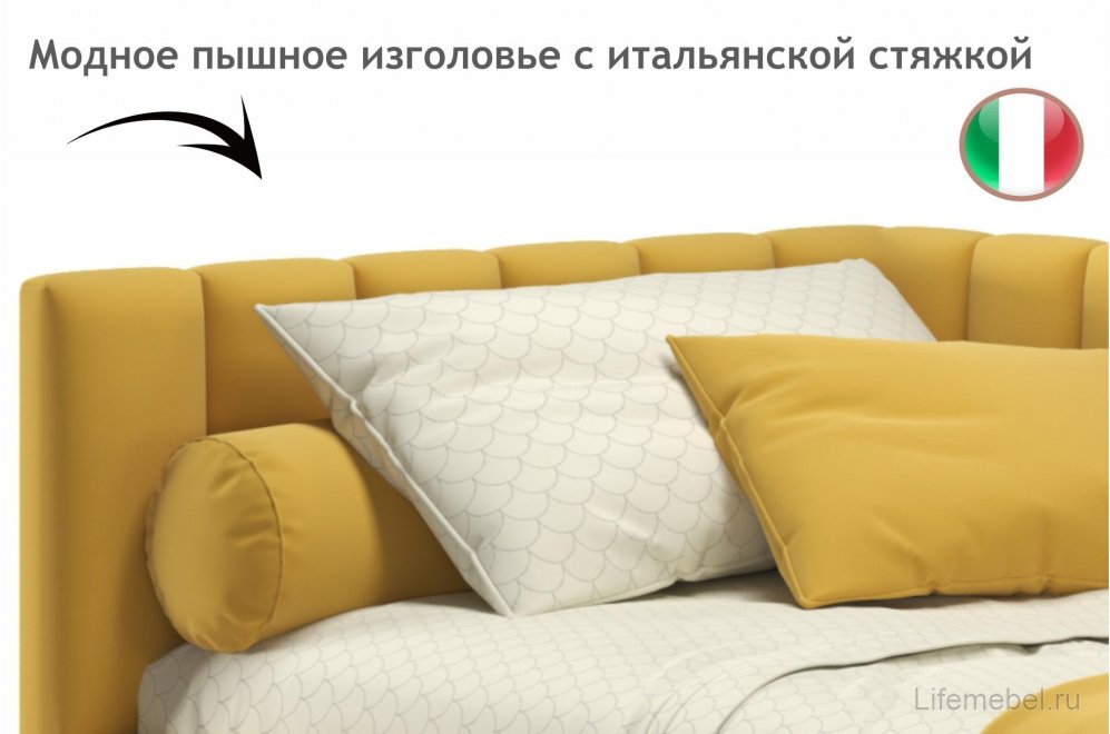 Тахта Венера 90х200 с ПМ желтый велюр
