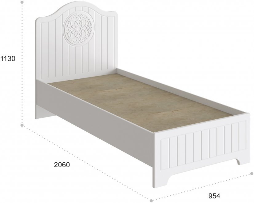 Односпальная кровать Монблан МБ-65К 90х200 белое дерево