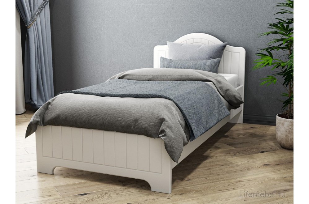 Односпальная кровать Монблан МБ-66К 90х190 белое дерево