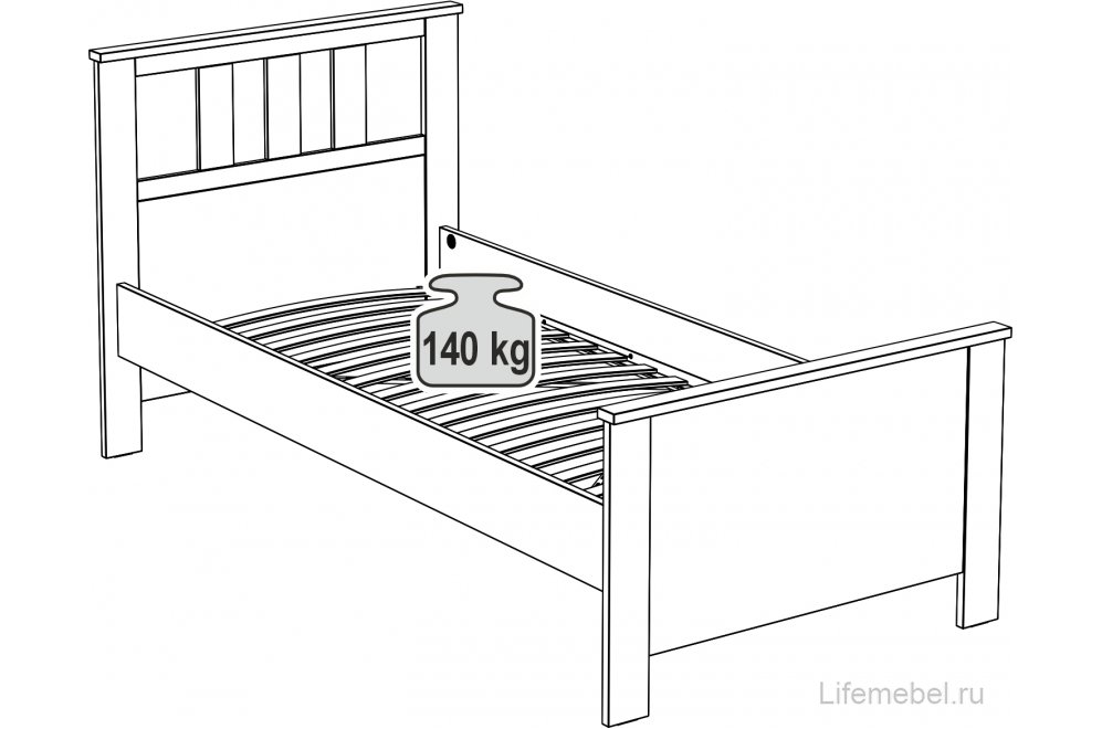Односпальная кровать Сага 90х200 серая