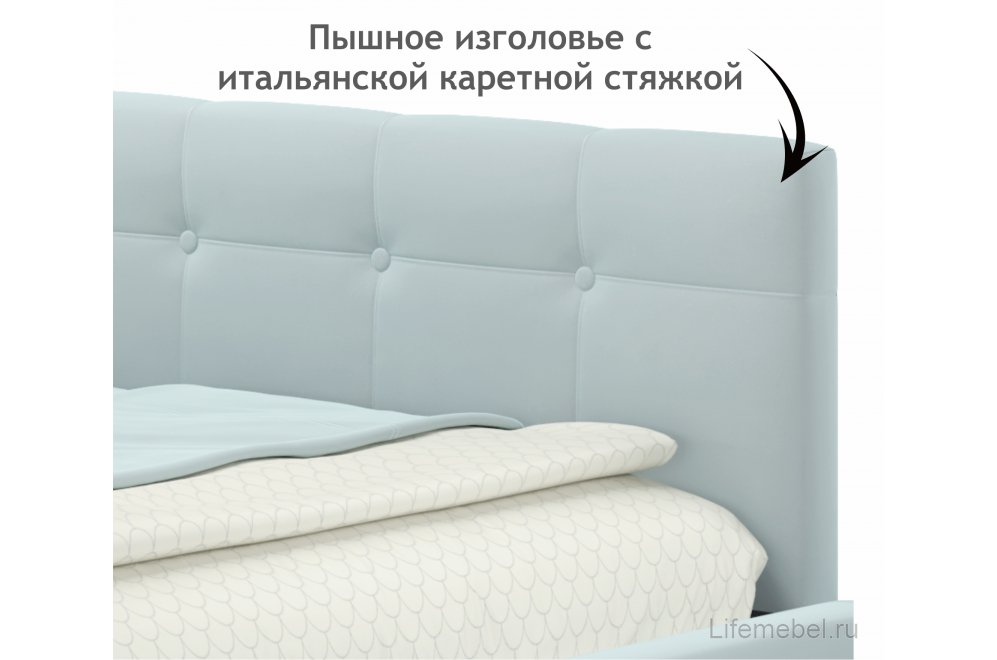 Односпальная кровать тахта Флоренза 90x200 с ПМ и матрасом Астра мята