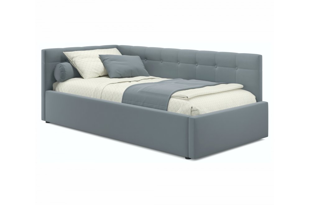 Односпальная кровать тахта Bonna 90x200 с ПМ и матрасом Астра серая