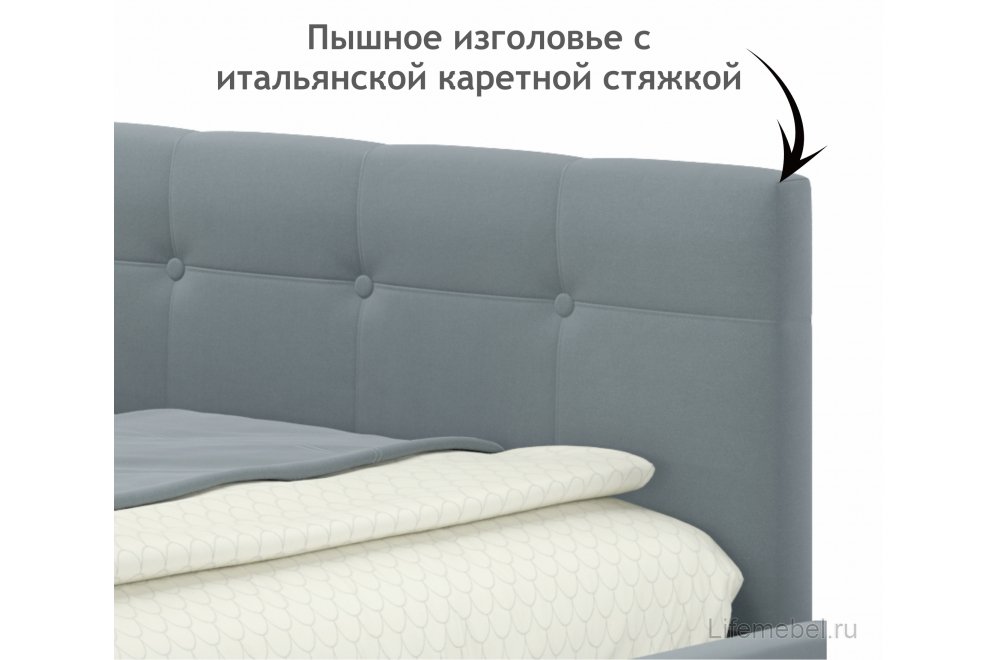 Односпальная кровать тахта Bonna 90x200 с ПМ и матрасом Астра серая