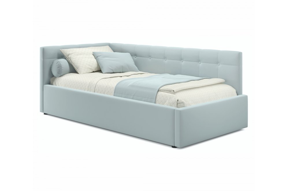 Односпальная кровать тахта Флоренза 90x200 с ПМ и матрасом ГОСТ мята