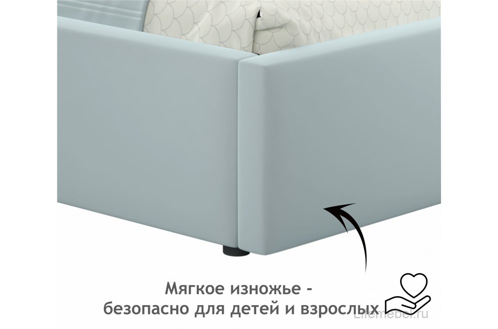 Односпальная кровать тахта Флоренза 90x200 с ПМ и матрасом ГОСТ мята