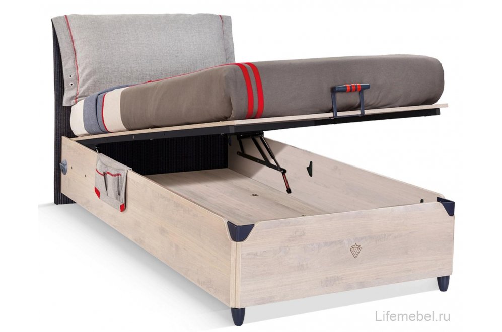 Односпальная кровать Trio 100х200 с ПМ трио / синяя