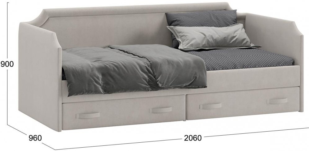 Софа Кантри ТД-308.12.02 Тип 1 90х200 велюр мокко светлый