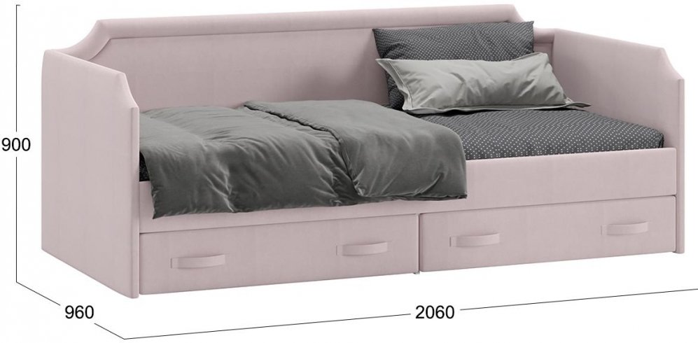 Софа Кантри ТД-308.12.02 Тип 1 90х200 велюр пудровый