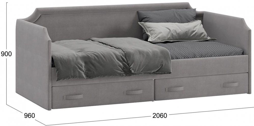 Софа Кантри ТД-308.12.02 Тип 1 90х200 велюр светло-серый