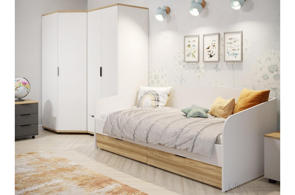 Софа Скайлайт СЛ-31К 90х200 блэквуд ячменный / белая