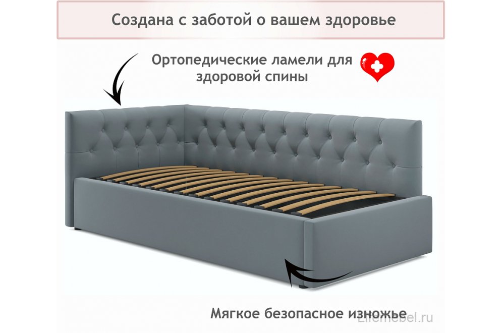 Тахта Afelia 90х200 серая