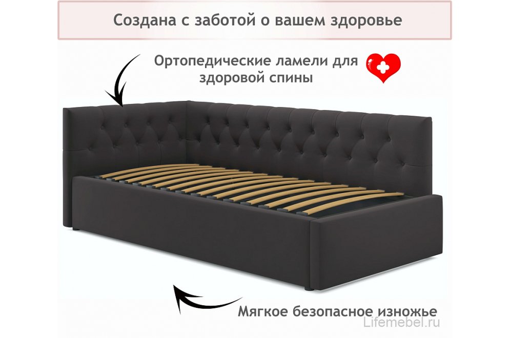Тахта Ариэтта 90x200 с ортопедическим основанием шоколад