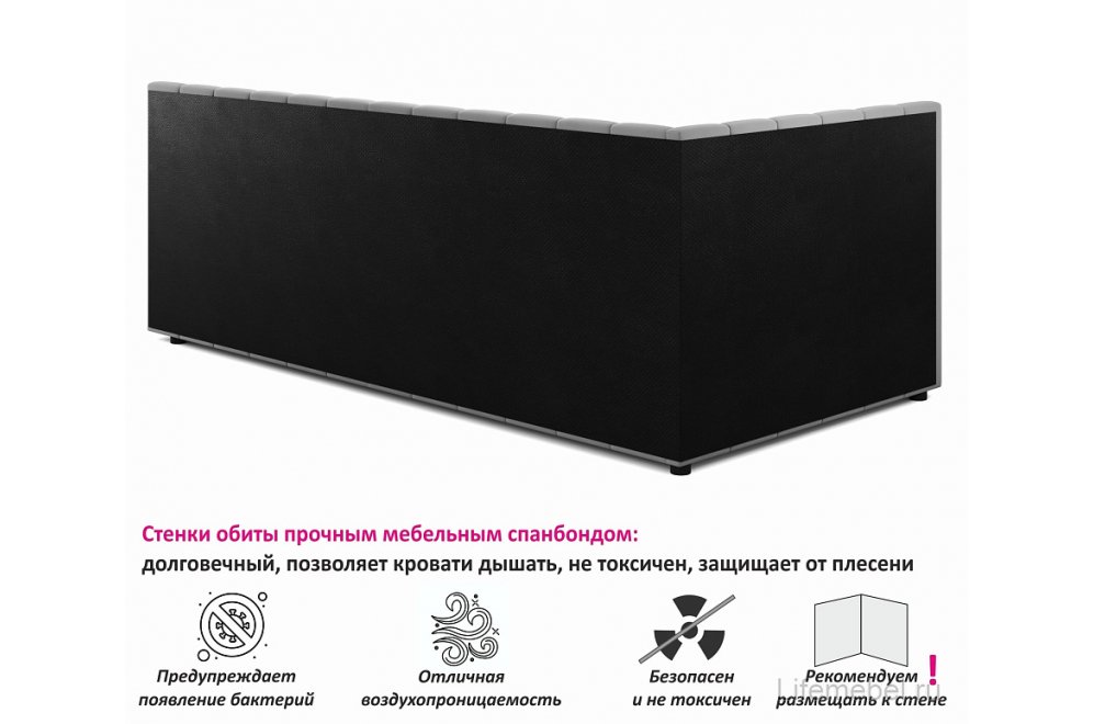 Тахта Ариэтта с ящиками 90х200 серая