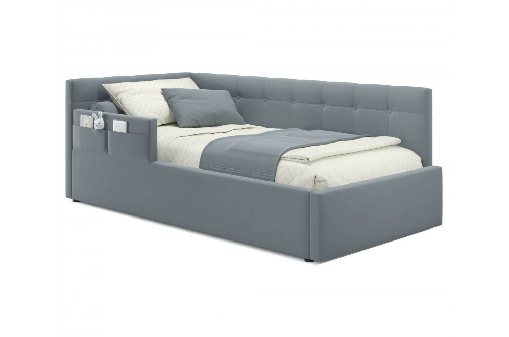 Тахта Bonna 90х200 с защитным бортиком серая